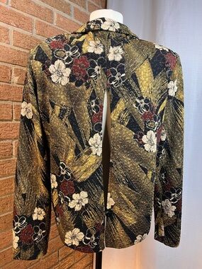 K & Company textured, nature-inspired floral jacket with open back detail- 12